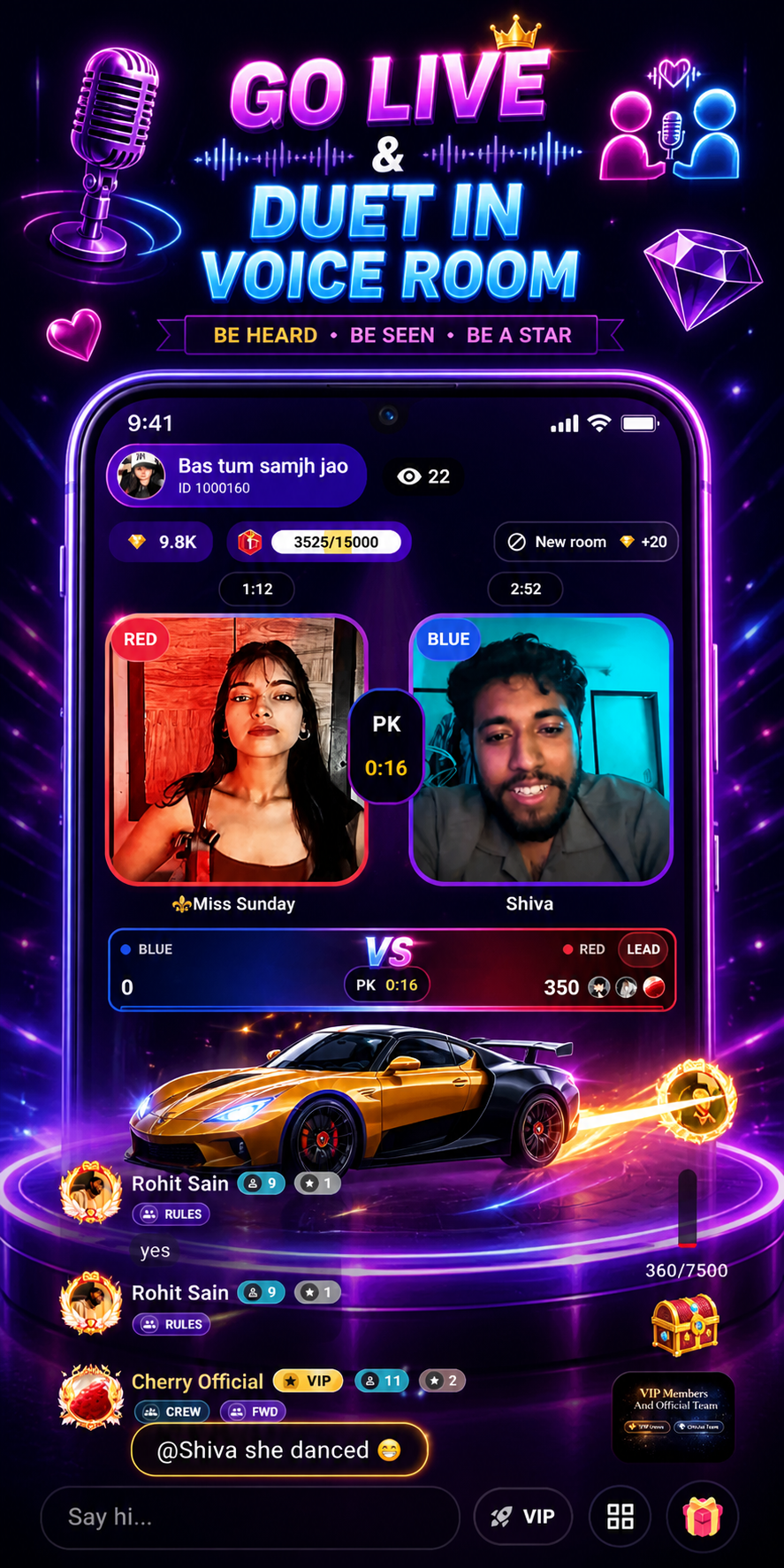 Fworld Live app screenshot showing live stream show