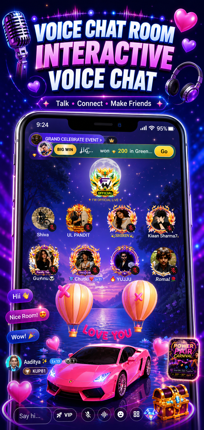 Fworld Live app screenshot showing creator rewards